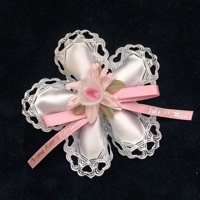 Cilento Autumn Leaf Ribbon Flower with 5 Jordan Almonds